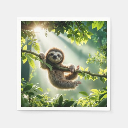 Cute Sloth In Sunbeams Servet (Voorkant)
