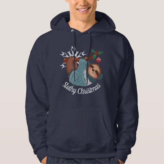 Cute Sloth in Sweater voor een Slaapse Kerstmis (Voorkant)