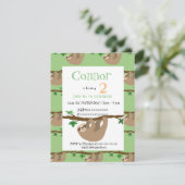 Cute Sloth, invitation à la fête d'anniversaire (Debout devant)