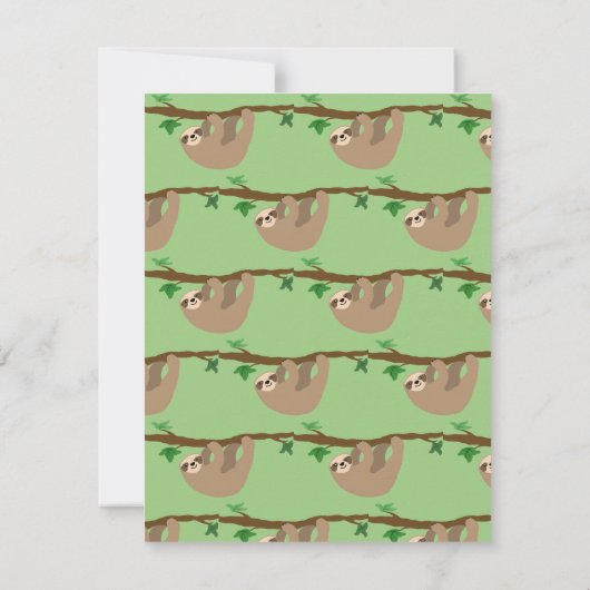 Cute Sloth, invitation à la fête d'anniversaire (Dos)