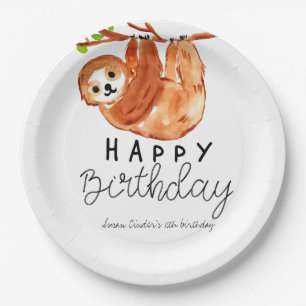 Cute sloth kind verjaardagsfeestje bord
