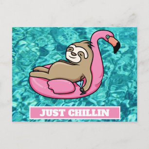 Cute Sloth Lazy Summer Funny Just Chillin Briefkaart