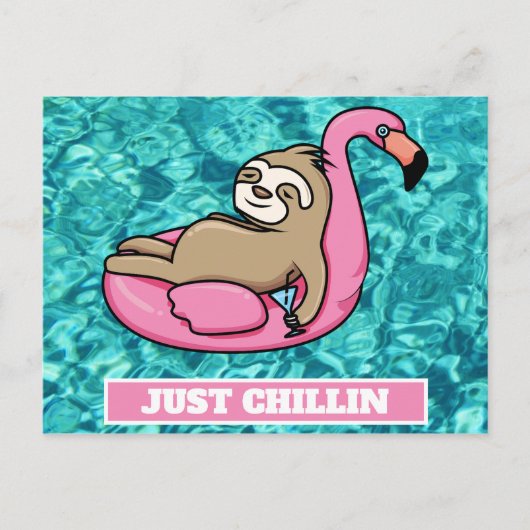 Cute Sloth Lazy Summer Funny Just Chillin Briefkaart (Voorkant)