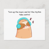 Cute Sloth Love Music Briefkaart (Voorkant)