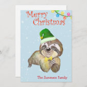 Cute Sloth Merry Kerstmis Feestdagenkaart (Voorkant / Achterkant)