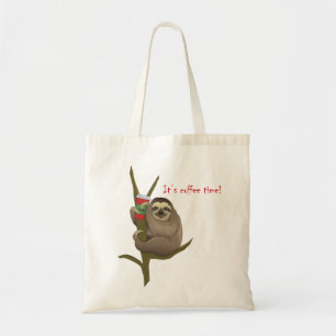 Cute Sloth met Coffee Mok, Coffee Time! Tote Bag