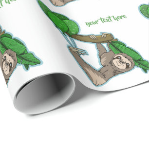Cute sloth met verjaardagsballonnen cadeaupapier