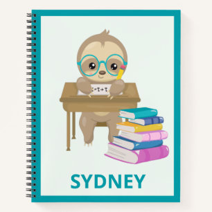 Cute Sloth op School Personalized Notitieboek
