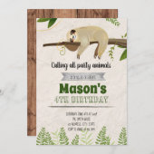 Cute sloth party-uitnodiging kaart (Voorkant / Achterkant)