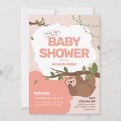 Cute Sloth Pastel Baby shower Invitation (Devant)
