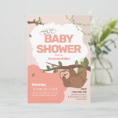 Cute Sloth Pastel Baby shower Invitation (Debout devant)