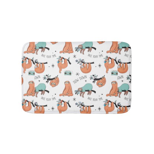Cute Sloth Pattern Badmat (Voorkant)