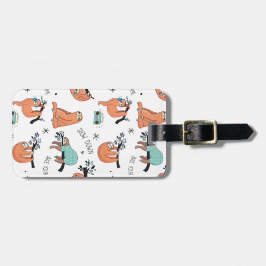 Cute Sloth Pattern Bagagelabel (Voorkant horizontaal)