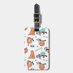 Cute Sloth Pattern Bagagelabel