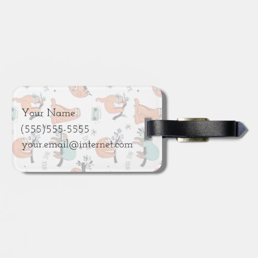 Cute Sloth Pattern Bagagelabel (Achterkant horizontaal)