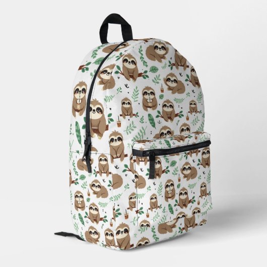 Cute Sloth Pattern Bedrukte Rugzak (Achterkant Hoek Links)