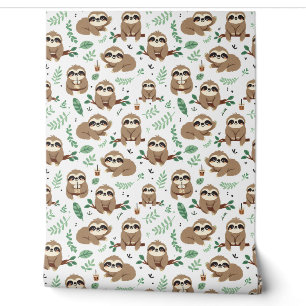 Cute Sloth Pattern Behang