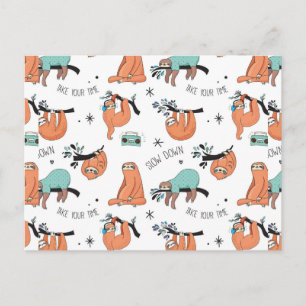 Cute Sloth Pattern Briefkaart