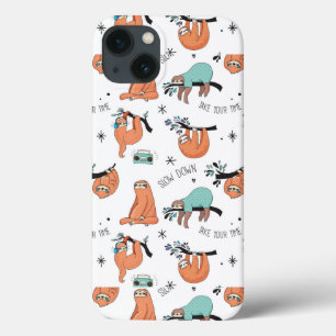 Cute Sloth Pattern iPhone 13 Hoesje