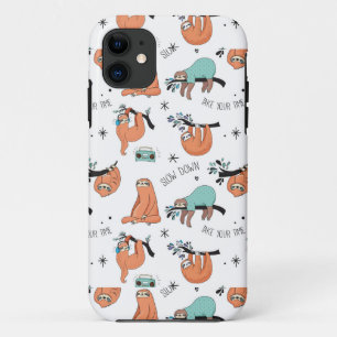 Cute Sloth Pattern iPhone 11 Hoesje