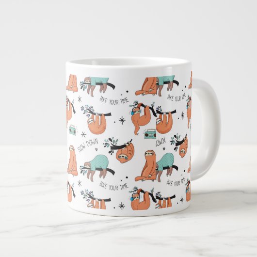 Cute Sloth Pattern Extra Grote Mok (Voorkant rechts)