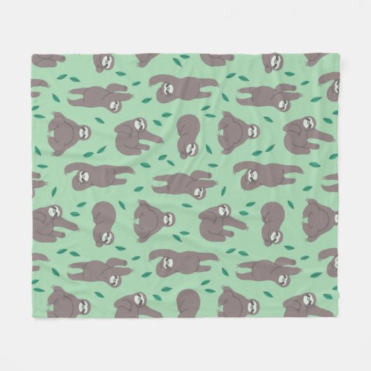 Cute Sloth Pattern Fleece Deken (Voorkant (Horizontaal))
