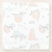 Cute Sloth Pattern Glazen Onderzetter (Achterkant)