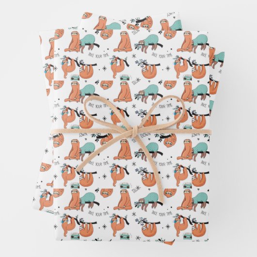 Cute Sloth Pattern Inpakpapier Vel (In situ)