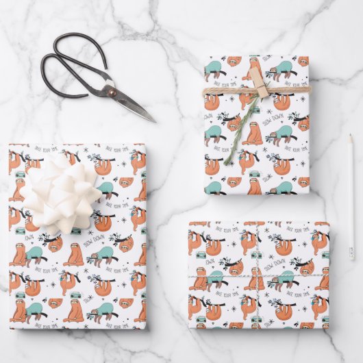 Cute Sloth Pattern Inpakpapier Vel (Voorkant)