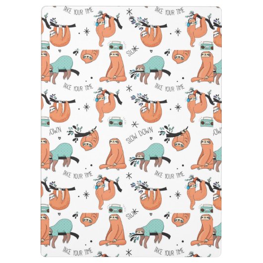 Cute Sloth Pattern Klembord (Achterkant)