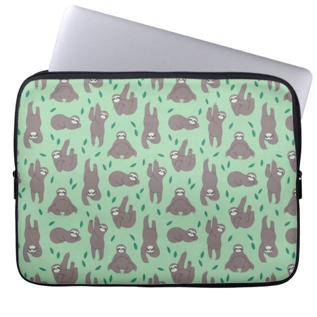 Cute Sloth Pattern Laptop Sleeve (Voorkant)