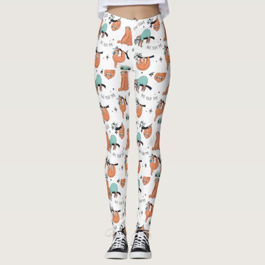 Cute Sloth Pattern Leggings (Voorkant)
