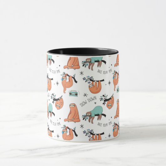 Cute Sloth Pattern Mok (Midden)