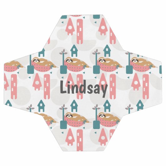 Cute Sloth Pattern Monogram Name Voetbal (Enkel)