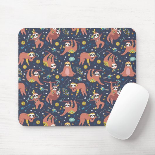 Cute Sloth Pattern Muismat (Met muis)