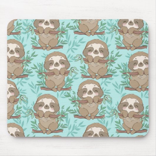 Cute Sloth Pattern Muismat (Voorkant)