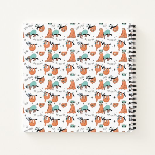 Cute Sloth Pattern Notitieboek (Achterkant)
