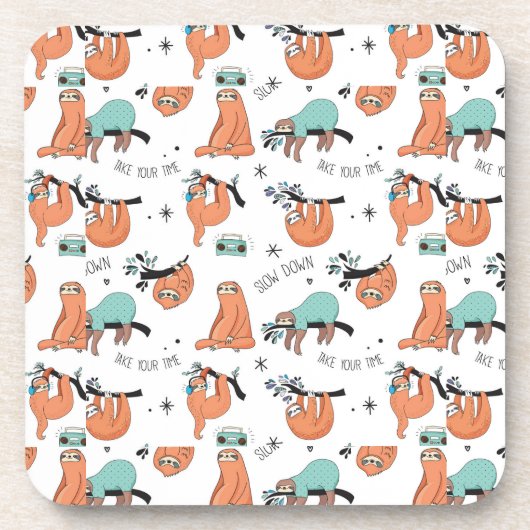 Cute Sloth Pattern Onderzetter (Voorkant)