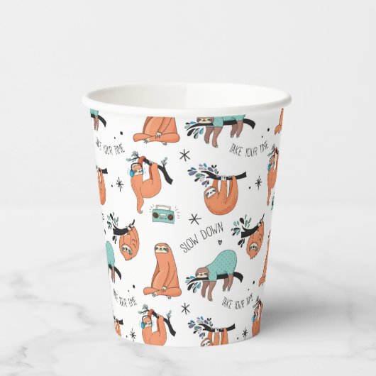 Cute Sloth Pattern Papieren Bekers (Links)