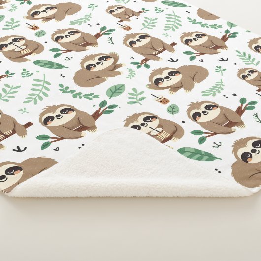 Cute Sloth Pattern Sherpa Deken (3/4)