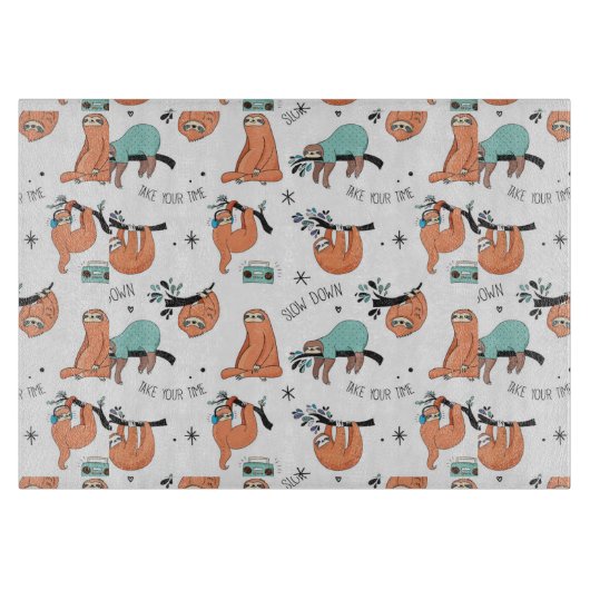 Cute Sloth Pattern Snijplank (Voorkant)