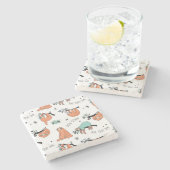 Cute Sloth Pattern Stenen Onderzetter (Zijkant)