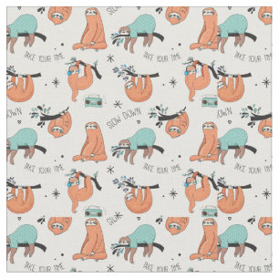 Cute Sloth Pattern Stof