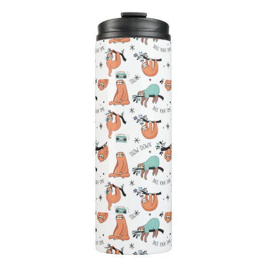Cute Sloth Pattern Thermosbeker (Voorkant)