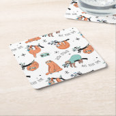 Cute Sloth Pattern Vierkante Kartonnen Onderzetter (Schuin)