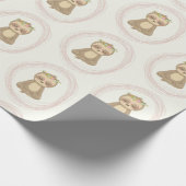 Cute Sloth Pink Zen Yoga Lotus Drawing Pattern Cadeaupapier (Hoek)