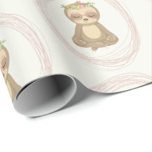Cute Sloth Pink Zen Yoga Lotus Drawing Pattern