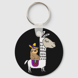 Cute Sloth Riding White Llama Sleutelhanger