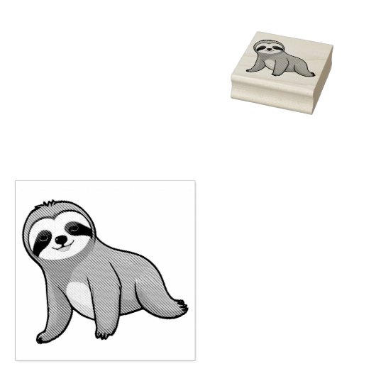 Cute Sloth Rubberstempel (Gestempeld)