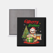 Cute Sloth Santa Christmas Merry Slothmas Slo Ho H Magneet (Voorkant / Achterkant)